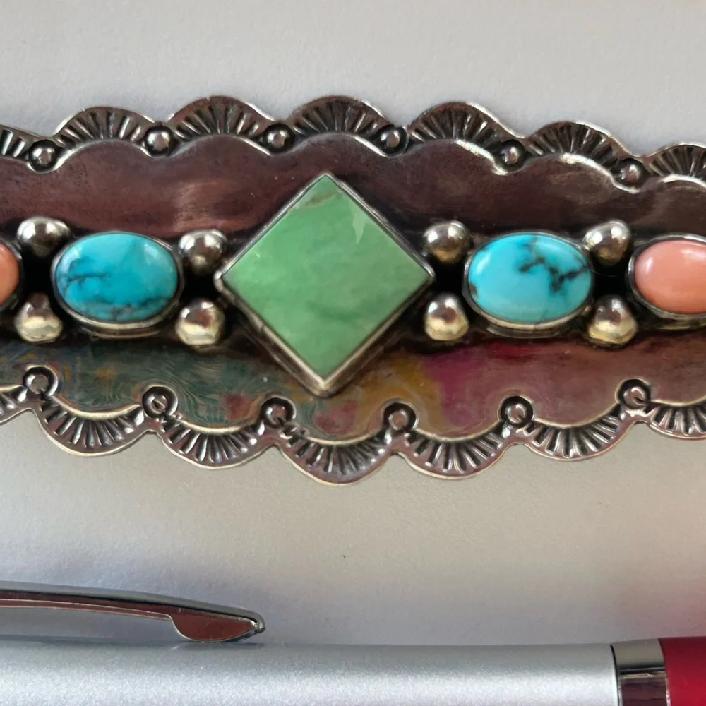 Sterling silver brooch with authentic stones - Picture 2 of 4